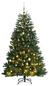 Umělý sklápěcí vánoční stromek s 300 LED a koulemi 210 cm 3210129