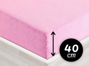 Froté napínací prostěradlo na extra vysokou matraci FR-008 Růžová lila 200 x 200 - výška 40 cm