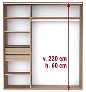 Dvoudveřová šatní skříň ONYX Modřín latte, Šířka: 120 cm, Výška: 220 cm