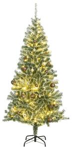 Umělý vánoční stromek s 300 LED a sadou koulí zasněžený 210 cm 3210126
