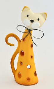 Kočka na svíčku střední oranžová Keramika Andreas