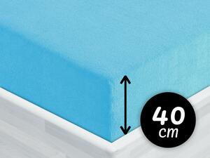 Froté napínací prostěradlo na extra vysokou matraci FR-017 Azurově modré 160 x 200 - výška 40 cm