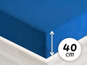 Froté napínací prostěradlo na extra vysokou matraci FR-016 Modré 180 x 220 - výška 40 cm