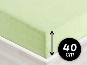 Froté napínací prostěradlo na extra vysokou matraci FR-018 Pastelově zelené 200 x 220 - výška 40 cm