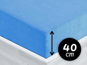 Froté napínací prostěradlo na extra vysokou matraci FR-015 Světle modré 200 x 220 - výška 40 cm
