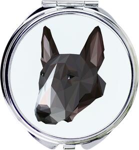 Bullteriér – Zrcadlo značky Art-Dog s fotografií bullteriéra a geometrickým vzorem