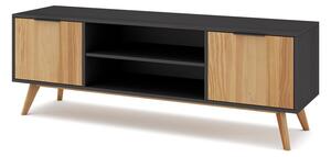 Černý/přírodní TV stolek z borovicového dřeva 140x53 cm Lavis – Marckeric