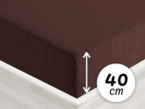 Froté napínací prostěradlo na extra vysokou matraci FR-026 Čokoládově hnědé 180 x 220 - výška 40 cm
