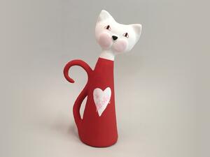 Kočka střední - červená se srdíčkem Keramika Andreas