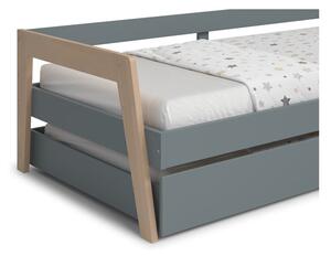 Zelená/přírodní dětská postel z borovicového dřeva s výsuvným lůžkem a úložným prostorem 90x200 cm Carrie – Marckeric