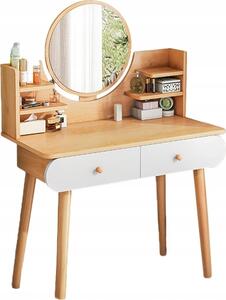 Kosmetická toaletka s make-up zrcadlem velká dřevěná ve skandinávském stylu
