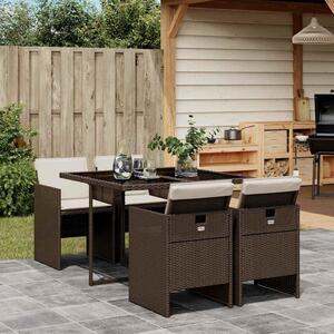 5dílný zahradní jídelní set s poduškami hnědý polyratan 3210537