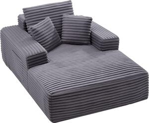 VEVOR chaise longue recliner 138 cm, čalouněná rozkládací pohovka s dekorativními polštáři a područkami, rozkládací pohovka s hlubokým sedákem do obývacího pokoje, ložnice, křeslo z vysoce elastické houby
