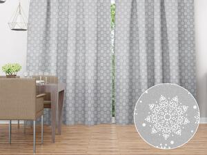 Biante Saténový závěs LUP-504 Sněhové vločky na stříbrném 140x140 cm
