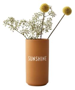 Hořčicově žlutá porcelánová váza Design Letters Sunshine, výška 11 cm