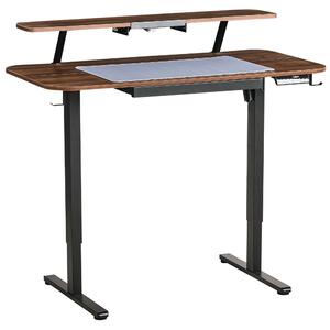 Elektricky výškově nastavitelný pracovní stůl WILBANKS Hnědá/Černá 120 cm 60 cm s USB portem