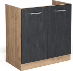 Skříňka pod dřez Vicco R-Line Černý beton 80 cm bez pracovní desky, Model 47519
