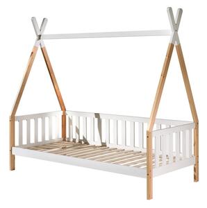 Bílá domečková dětská postel z borovicového dřeva s úložným prostorem 90x200 cm TIPI – Vipack
