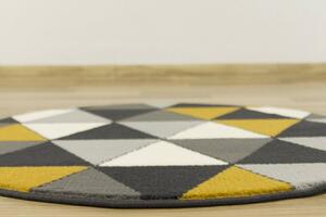 Kulatý koberec LUNA 502902/89925 šedý žlutý Rozměr: průměr 100 cm