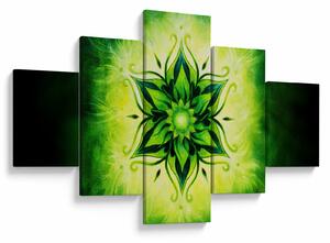 Obraz - Květinová mandala v zeleném pozadí (125x70 cm)