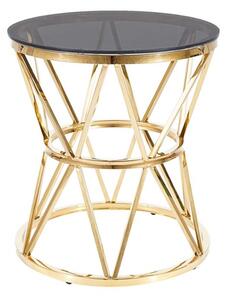 Přístavný stolek CLORK zlatá/kouřová