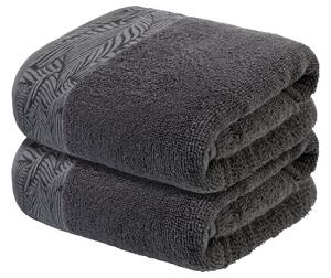 LIVARNO home Froté ručník, 50 x 100 cm, 450 g/m2, 2 kusy (tmavě šedá) (100375496002)