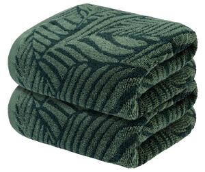 LIVARNO home Froté ručník, 50 x 100 cm, 450 g/m2, 2 kusy (tmavě zelená) (100375496004)