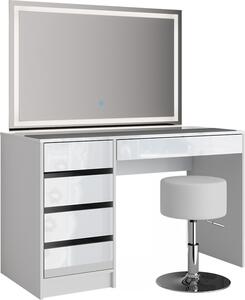 Toaletní stolek Vicco Sherry Bílá 120 cm se zrcadlem LED a stoličkou, Model 36836