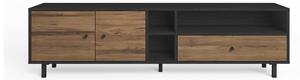 Černý/přírodní TV stolek v dekoru ořechu 180x47 cm Roald – Marckeric
