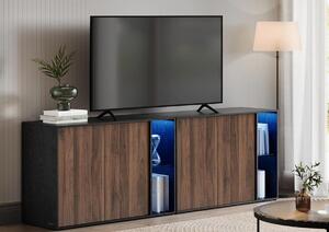 SONGMICS HOME Superrychlá montáž bez použití nářadí, příborník s osvětlením, sada 3 úložných skříněk, TV skříňka, skleněná police, beznástrojová technologie