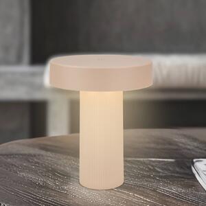 Briloner LED stolní lampa na baterie Bito, béžová/béžová, výška 20 cm, IP44, stmívatelný, Obývací pokoj / jídelna, kov, Moderní