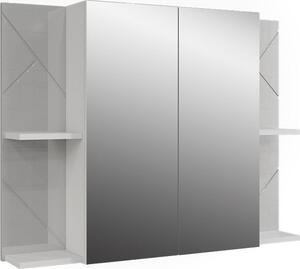 Koupelnová skříňka se zrcadlem Vicco Irma Bílá/bílý vysoký lesk 100 x 75 cm se 2 dveřmi, Model 55484