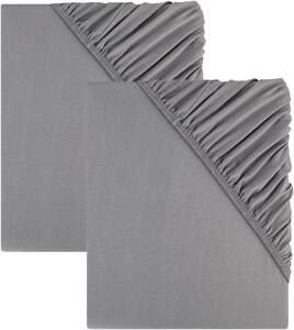 LIVARNO home Sada žerzejových napínacích prostěradel, 90-100 x 200 cm, 2dílná, šedá (800006880)