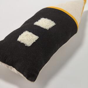 Černo-béžový dětský polštář z organické bavlny Kave Home Nisi, 13 x 35 cm