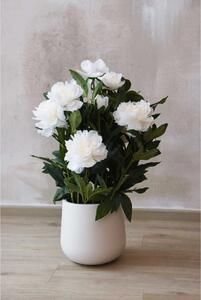 Umělá pivoňka v krémovém květináči PEONY, výška 70 cm, bílá