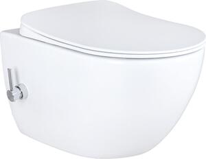 Creavit Design, závěsné WC, bílá barva, s funkcí bidetu/sprchového WC a integrovanou armaturou pro teplou/studenou vodu