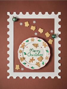 Sinsay - Vánoční keramický talíř s nápisem Merry Christmas - vícebarevná