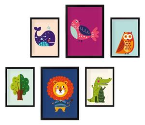 Dětské obrázky v sadě 6 ks Animals – Wallity