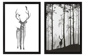 Sada plakátů v rámu 2 ks 34x44 cm Deer – Wallity