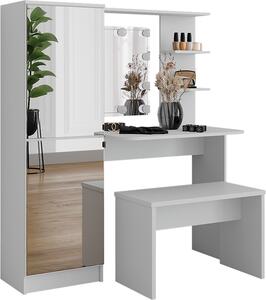 Toaletní stolek Vicco Jasmin Bílá 123 cm s osvětlením LED a lavičkou, Model 51269