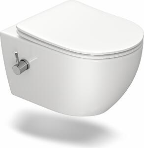HOROW Taharet WC Včetně baterie a odnímatelného sedátka s měkkým zavíráním Sprchový klozet Závěsný klozet Klozet s funkcí bidetu Hygienický Bez obrouček 53×36×35 cm