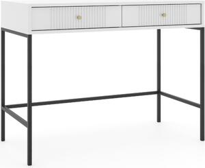 Kosmetický stolek: dvě zásuvky, bílá barva, černé nohy, výška 79 cm