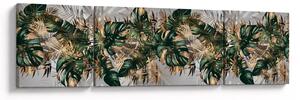 Obraz - Zlato-zelené tropické listy (170x50 cm)