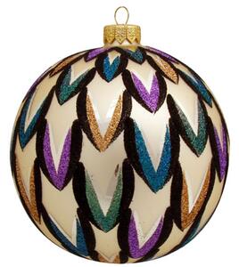 Vánoční koule krémová barevný dekor