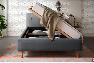 Tmavě šedá čalouněná dvoulůžková postel s úložným prostorem s roštem 140x200 cm Mattis – Meise Möbel