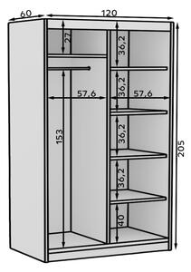 Šatní skříň s posuvnými dveřmi Delia - 120 cm Barva: dub Artisan