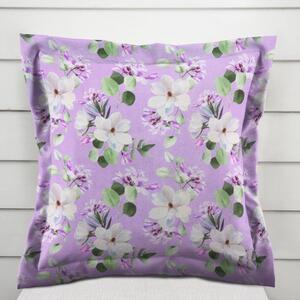 Biante Dekorační povlak na polštář s lemem PML-044 Květy magnolie na fialovém 30 x 50 cm