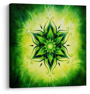 Obraz - Květinová mandala v zeleném pozadí (30x30 cm)