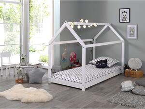 Bílá dětská domečková postel Vipack Cabane, 90 x 200 cm