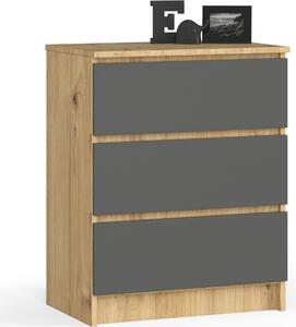 AKORD Furniture Factory OP0LK-6ARTSZAR002, Dub, 3 zásuvka/zásuvek, Matný, 16 mm, 51 cm, 400 mm